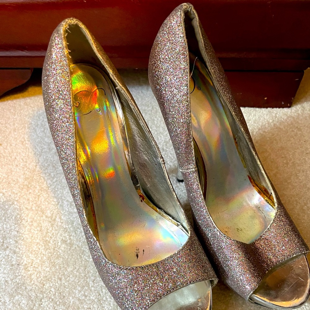 Stiletto heels glitter silver 5 inch heels